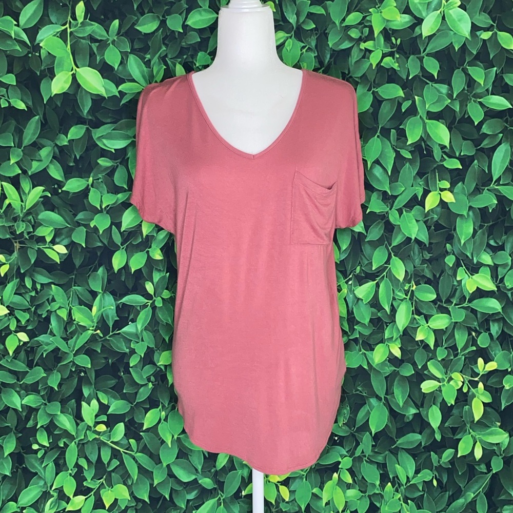 PINK RELAXED FIT V-NECK POCKET SHIRT · SIZE S - Picture 4 of 4